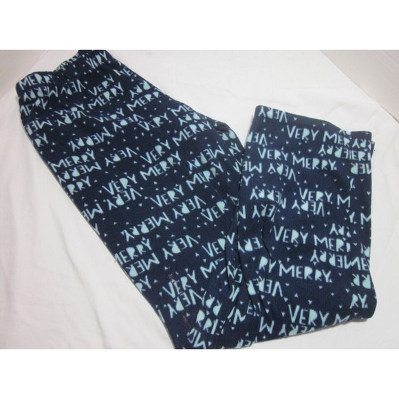 So intimates Fleece Pajama Christmas Very Merry Size Small Blue Elastic Waist - Picture 1 of 4